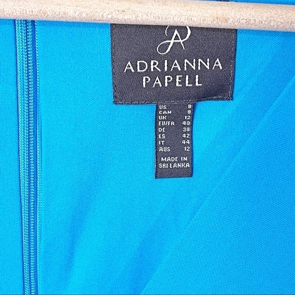 Adrianna Papell Electric Blue Twist Front Gauzy Crepe Knee Length Dress 8 US NWT - Picture 4 of 9